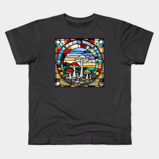 Rocky Mushroom Stained Glass Kids T-Shirt